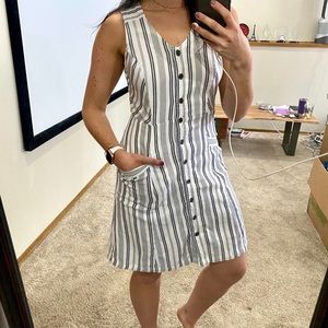 Loft Striped Button Front Dress